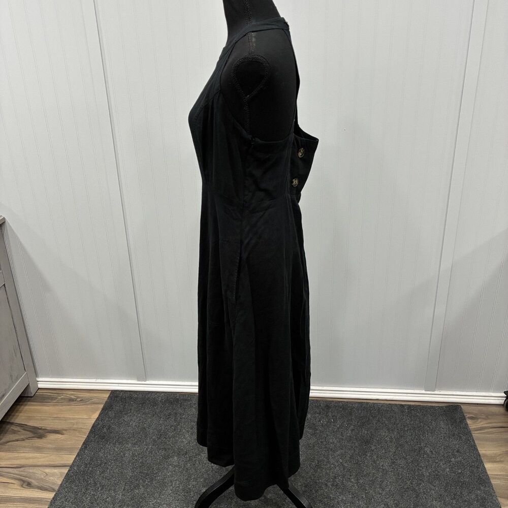 Anthropologie Women's Size 12 Black Linen Blend Halter Neck Midi Dress Timeless - Picture 5 of 9